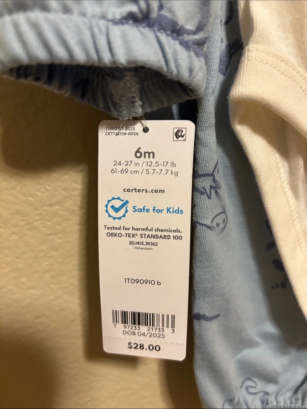 Carter's Cream & Blue Baby Three-Piece Set with Playful Farm Print